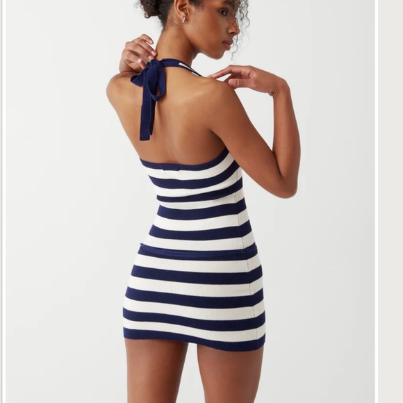 Frankie’s Bikinis Striped Halter Dress - Picture 4 of 6